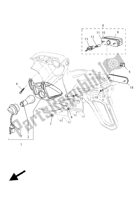 Tutte le parti per il Fanale Posteriore del Yamaha MT 03 660 2012