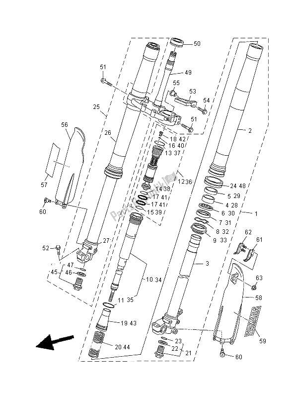 Todas las partes para Tenedor Frontal de Yamaha YZ 125 2008