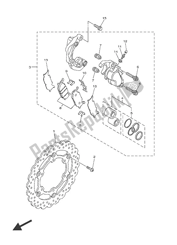 All parts for the Front Brake Caliper of the Yamaha XVS 950 CU 2016