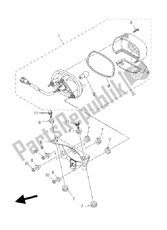 All parts for the Taillight of the Yamaha YFZ 450S 2004