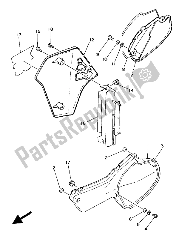 Wszystkie części do Pokrywa Boczna I Zbiornik Oleju Yamaha YZ 80 1986