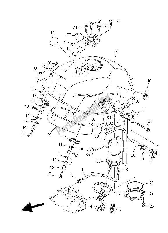 Todas las partes para Depósito De Combustible de Yamaha TDM 900A 2009