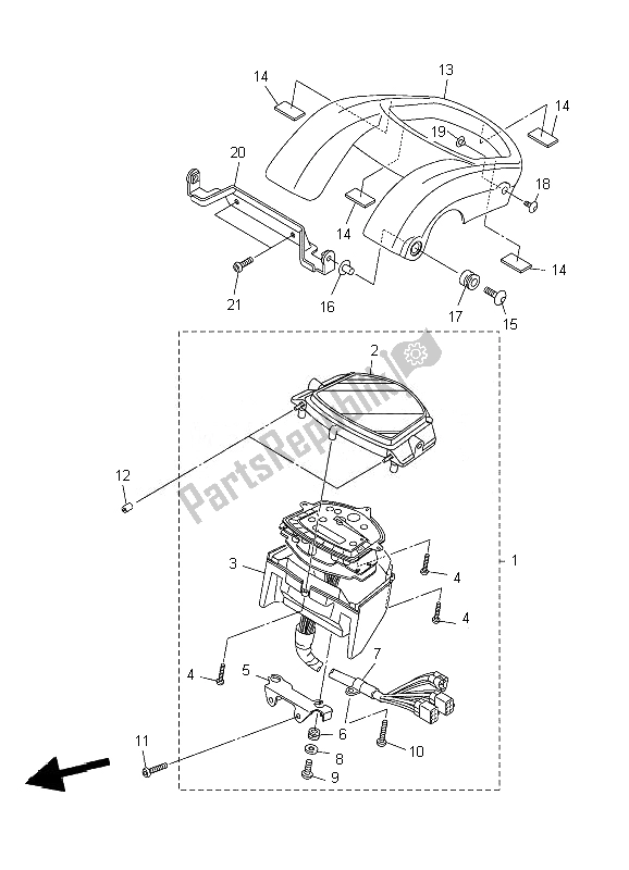 All parts for the Meter of the Yamaha XVS 1300A 2007