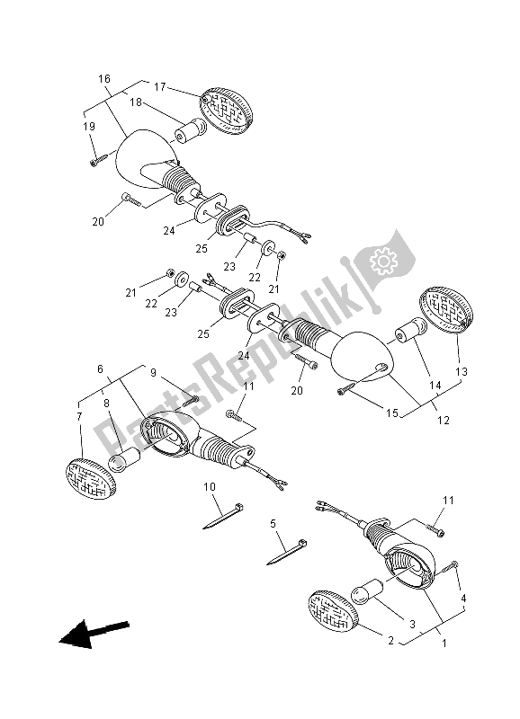 All parts for the Flasher Light of the Yamaha XT 660X 2004