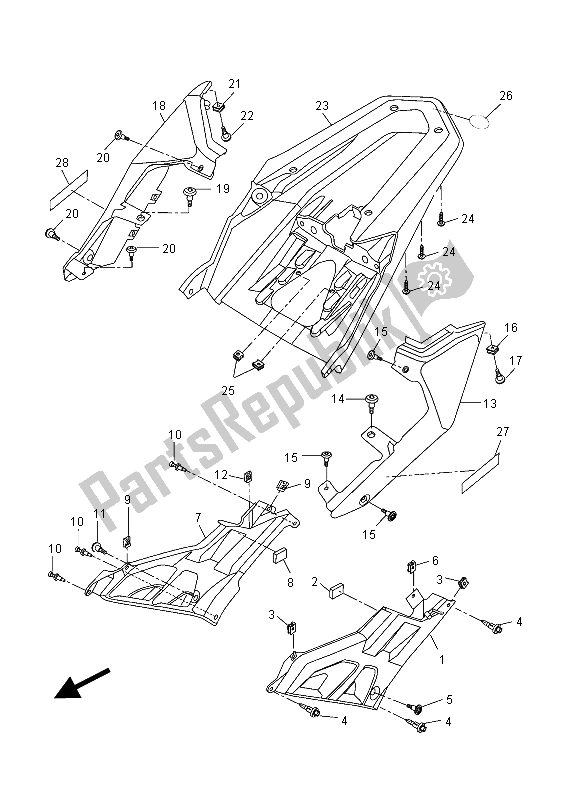 Tutte le parti per il Coperchio Laterale del Yamaha MT 125A 2015