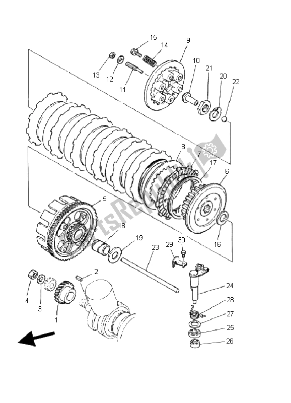 All parts for the Clutch of the Yamaha YFZ 350 Banshee 2002