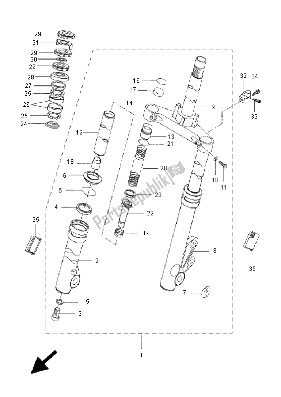 All parts for the Front Fork of the Yamaha CW 50 BWS 2005
