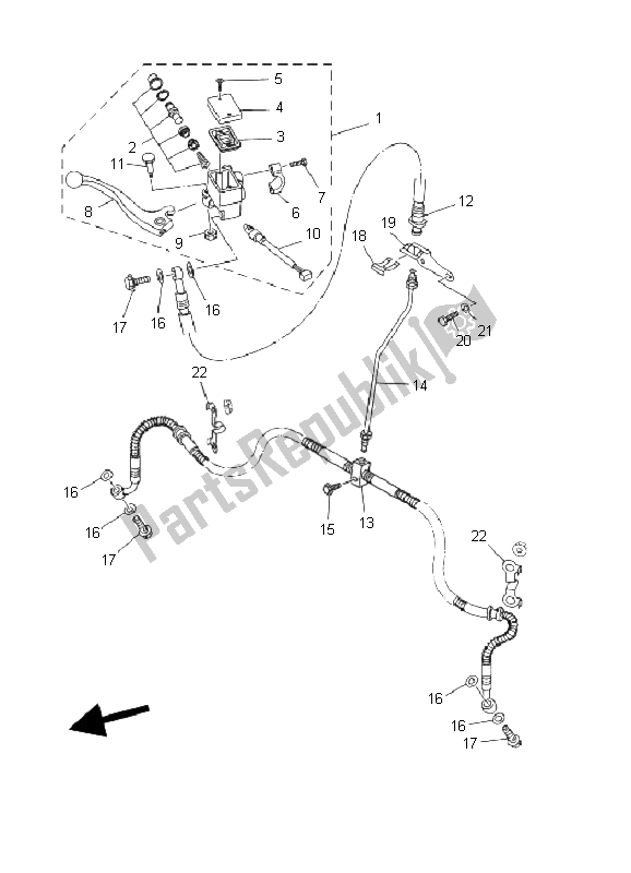 All parts for the Front Master Cylinder of the Yamaha YFM 250 Bear Tracker 2X4 2002