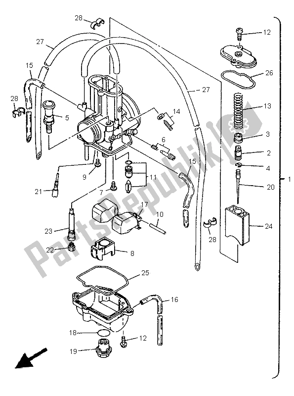 Toutes les pièces pour le Carburateur du Yamaha YZ 125 LC 1996