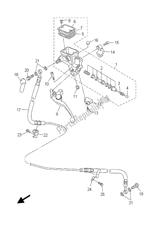 All parts for the Front Master Cylinder 2 of the Yamaha FJR 1300A 2003