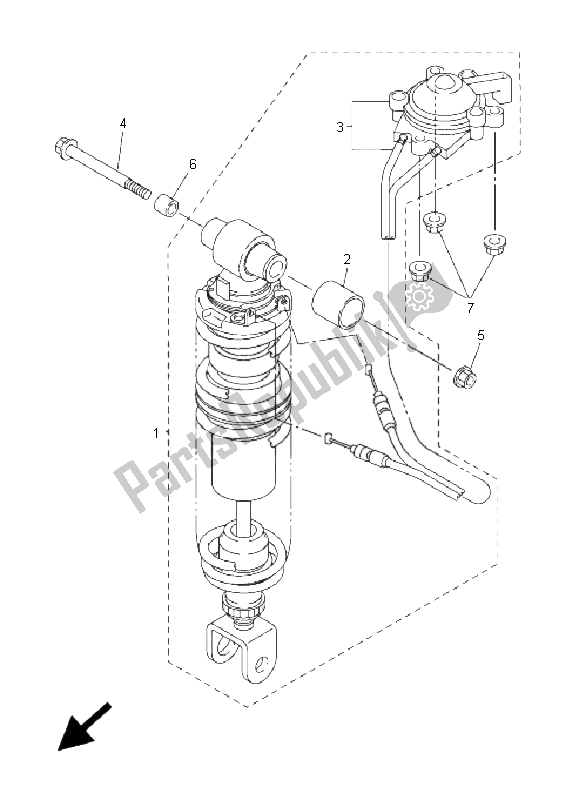 All parts for the Rear Suspension of the Yamaha FJR 1300 AS 2008