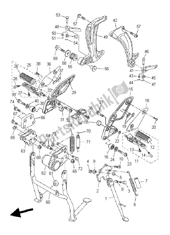 Toutes les pièces pour le Support Et Repose-pieds du Yamaha FZ1 SA Fazer 1000 2010