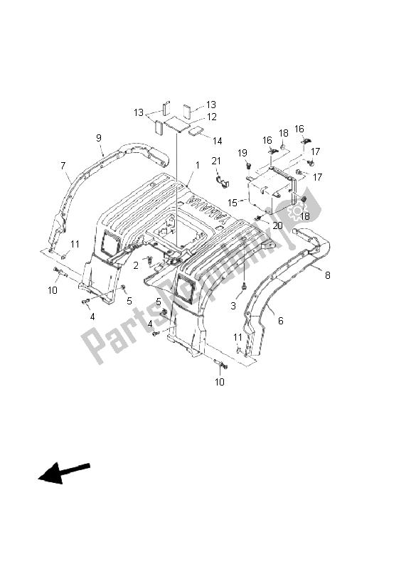 Tutte le parti per il Parafango Posteriore del Yamaha YFM 250 Bear Tracker 2X4 2003