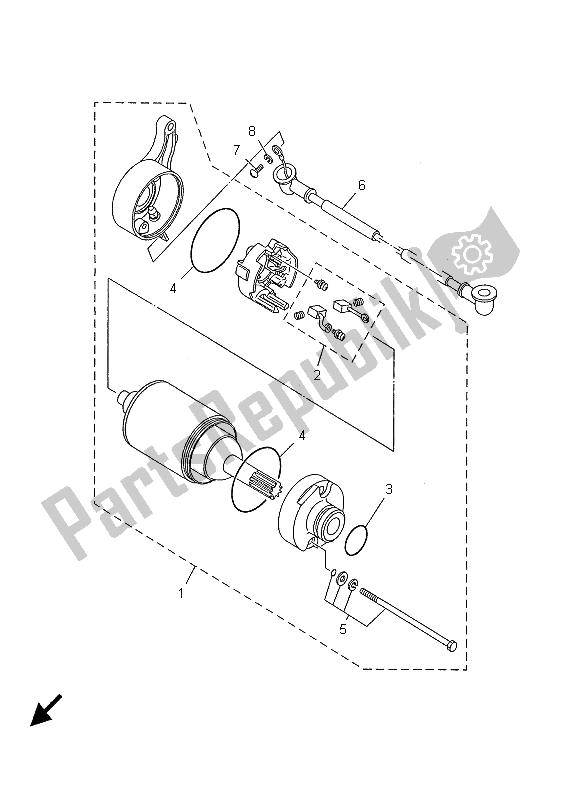 All parts for the Starting Motor of the Yamaha TW 125 2001