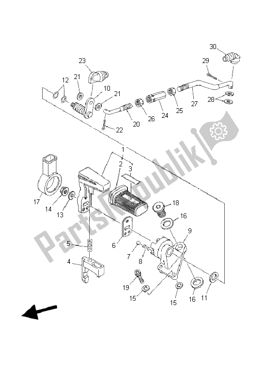 All parts for the Drive Selector of the Yamaha YFM 250 Bear Tracker 2X4 2002