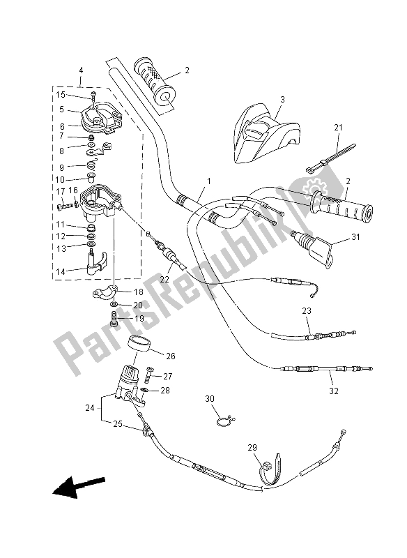 All parts for the Steering Handle & Cable of the Yamaha YFM 700R 2012