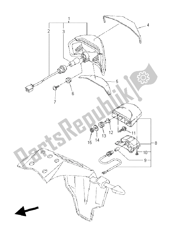 All parts for the Taillight of the Yamaha FZ1 N Fazer 1000 2006