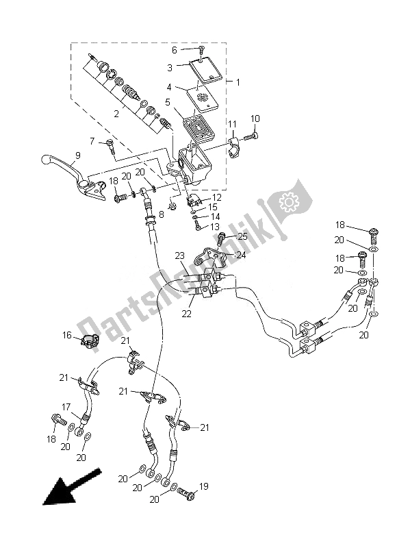 All parts for the Front Master Cylinder of the Yamaha MT 09A 900 2014