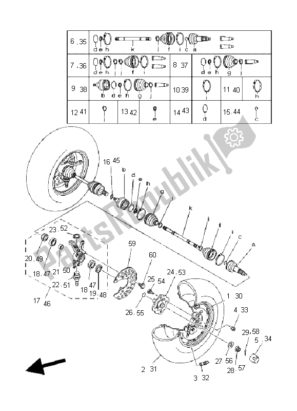 Todas las partes para Rueda Delantera de Yamaha YFM 350 FA Bruin 2X4 2004