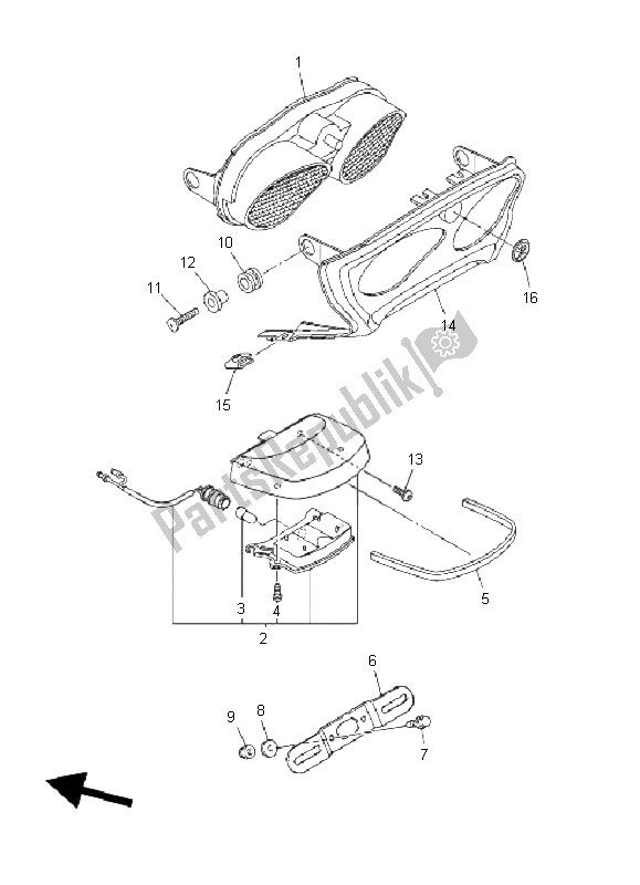 All parts for the Taillight of the Yamaha XJR 1300 2008