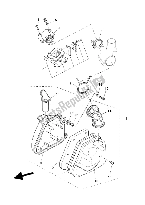 All parts for the Intake of the Yamaha YQ 50L Aerox Race Replica 2010