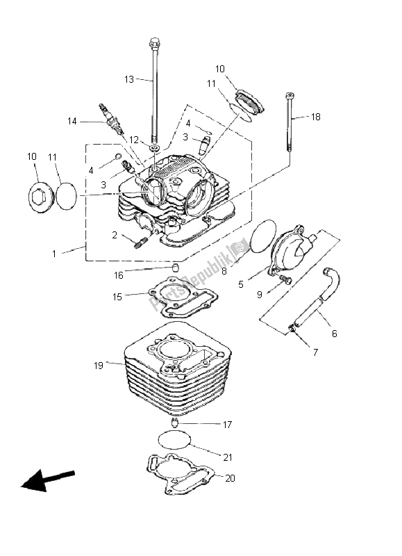 Todas las partes para Cabeza De Cilindro de Yamaha YFM 125 Grizzly 2004