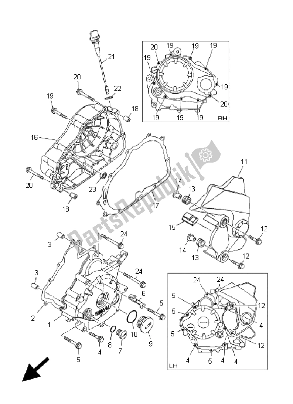 Tutte le parti per il Coperchio Del Carter 1 del Yamaha T 135 FI Crypton X 2009