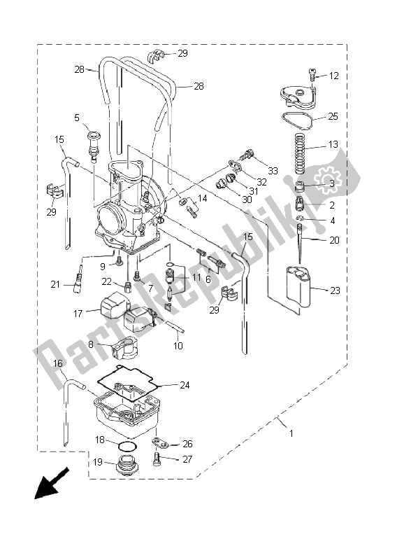 Todas las partes para Carburador de Yamaha YZ 125 2001