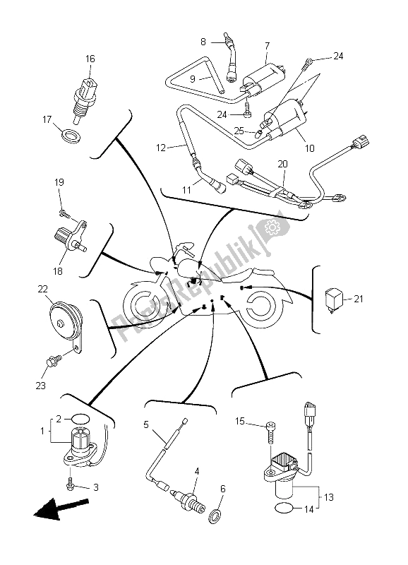 Wszystkie części do Elektryczny 1 Yamaha XVS 1300A Midnight Star 2009