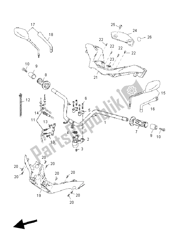 All parts for the Steering Handle & Cable of the Yamaha YP 250 RA X MAX 2011