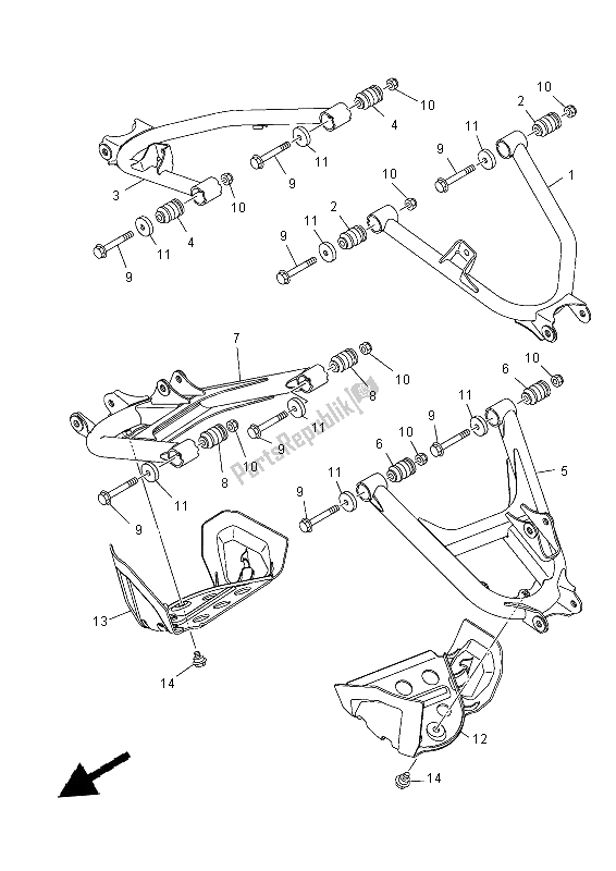 Todas las partes para Brazo Trasero de Yamaha YXM 700E 2014