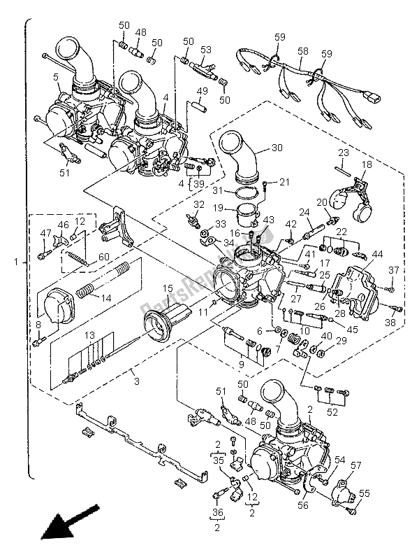 Toutes les pièces pour le Carburateur du Yamaha XJ 900S Diversion 1996