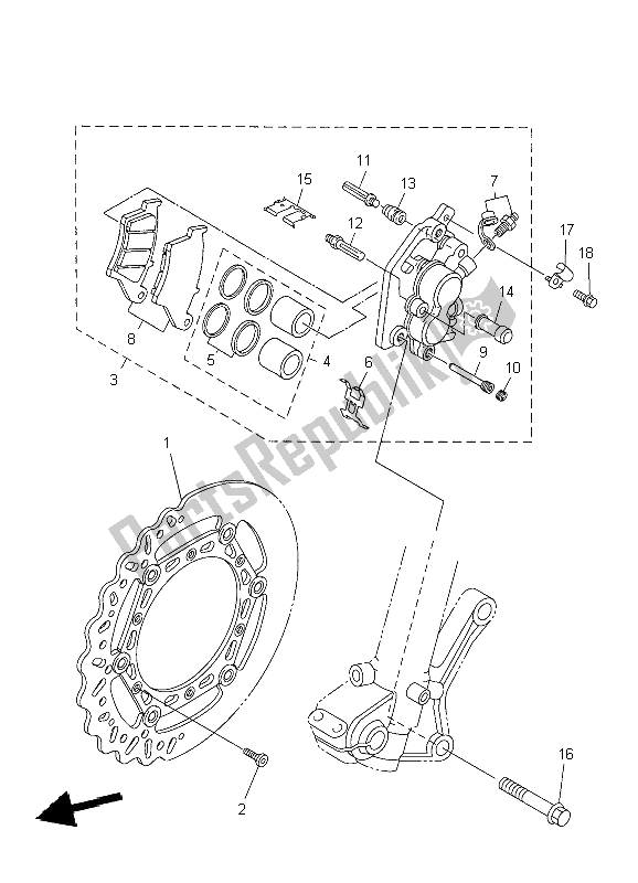 All parts for the Front Brake Caliper of the Yamaha WR 250F 2009 All parts for the Front Brake Caliper of the Yamaha WR 250F 2009