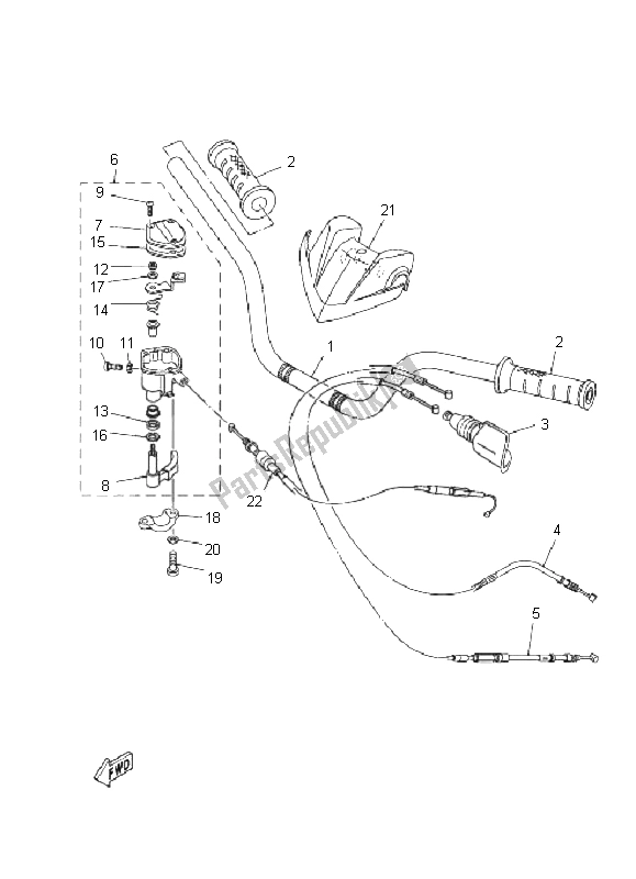 All parts for the Steering Handle & Cable of the Yamaha YFM 250R 2011