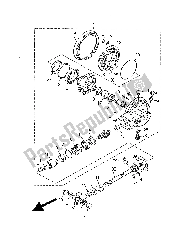 All parts for the Drive Shaft of the Yamaha XVZ 1300A Royalstar 2000