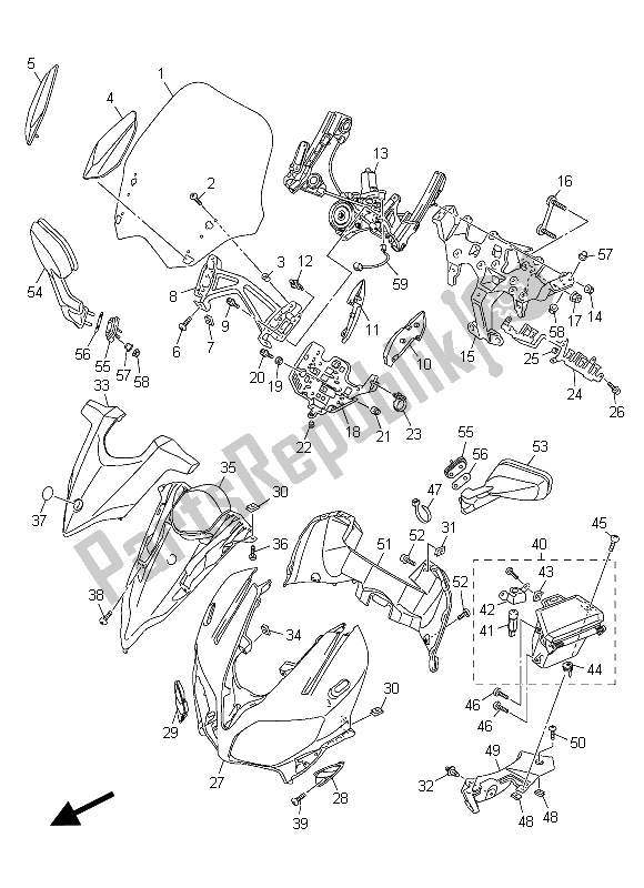 All parts for the Cowling 1 of the Yamaha FJR 1300 AE 2015