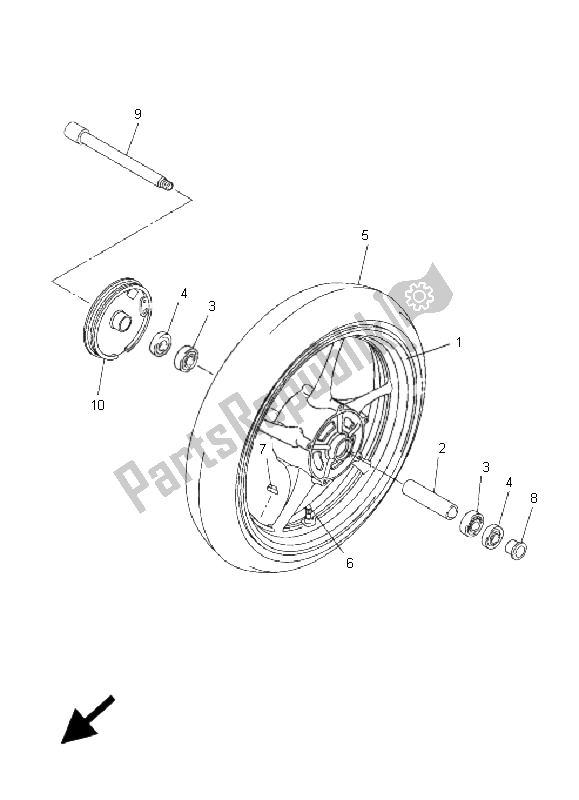 Toutes les pièces pour le Roue Avant du Yamaha FZ1 NA Fazer 1000 2008