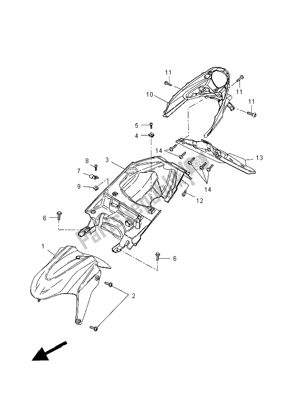 All parts for the Fender of the Yamaha NS 50 Aerox 2014