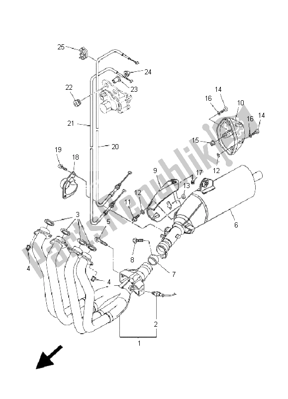 All parts for the Exhaust of the Yamaha FZ1 NA Fazer 1000 2008