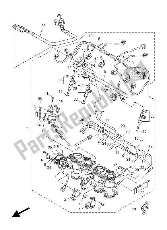 Alle onderdelen voor de Intake 2 van de Yamaha FZ1 NA 1000 2012