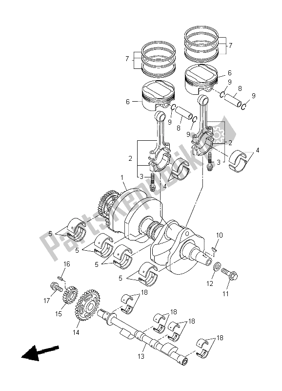 All parts for the Crankshaft & Piston of the Yamaha VMX 17 1700 2009