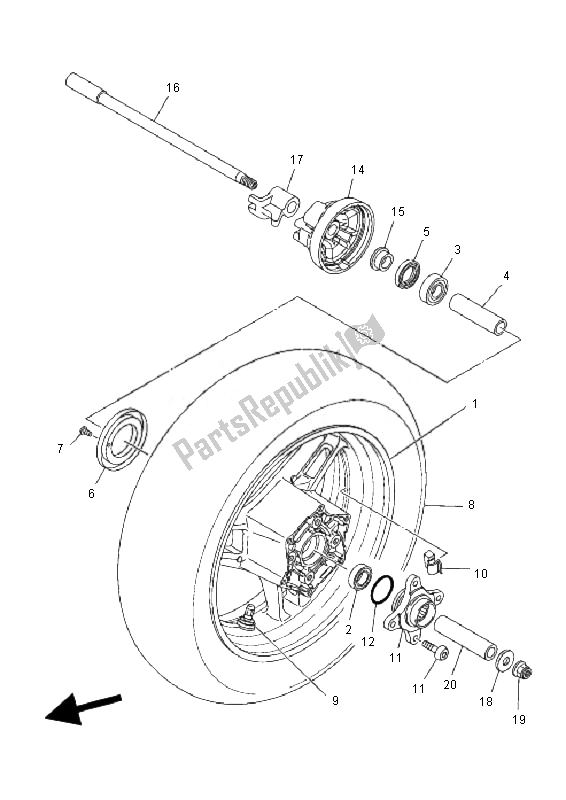 Tutte le parti per il Ruota Posteriore del Yamaha XP 500A T MAX 2010