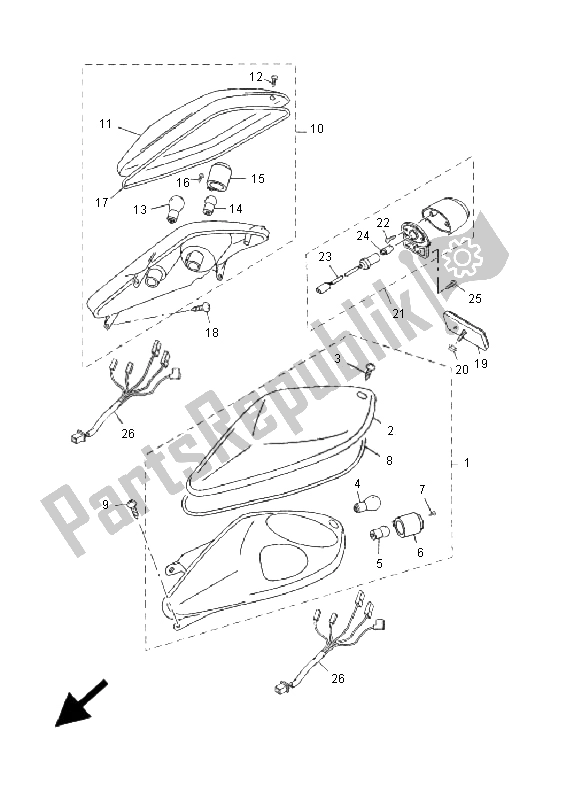 All parts for the Taillight of the Yamaha YP 125R X MAX 2006