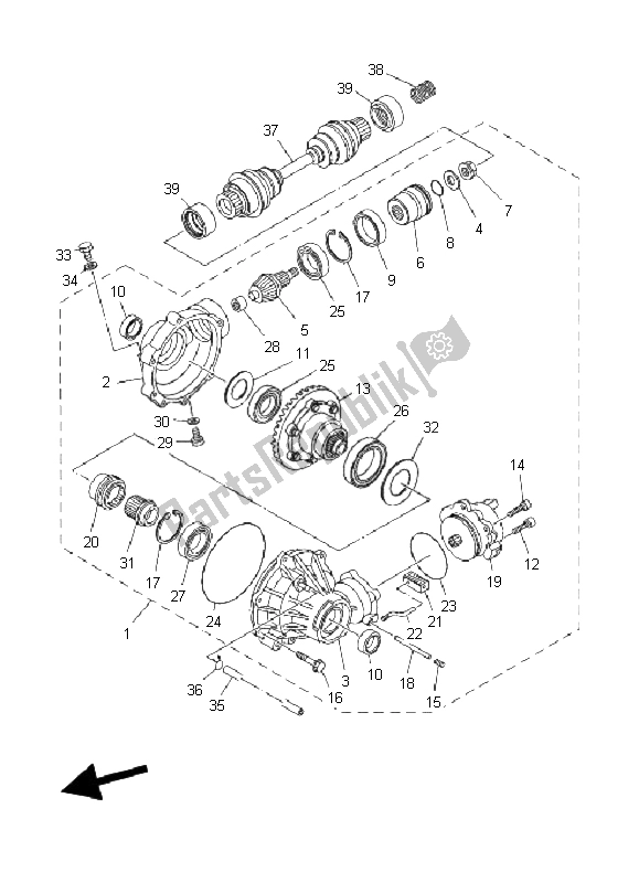 Tutte le parti per il Differenziale Anteriore del Yamaha YFM 660 FA Grizzly 2005