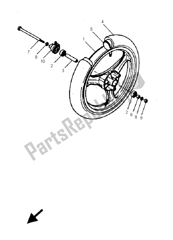 All parts for the Front Wheel of the Yamaha YH 50 WHY 2006