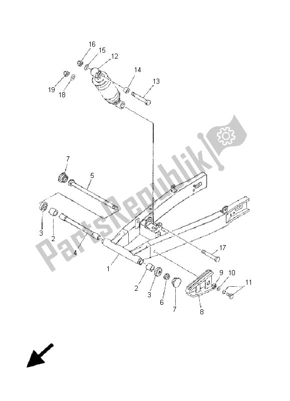 Alle onderdelen voor de Achterarm & Ophanging van de Yamaha TZR 50 2005