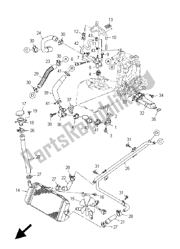 All parts for the Radiator & Hose of the Yamaha YP 400 Majesty 2006