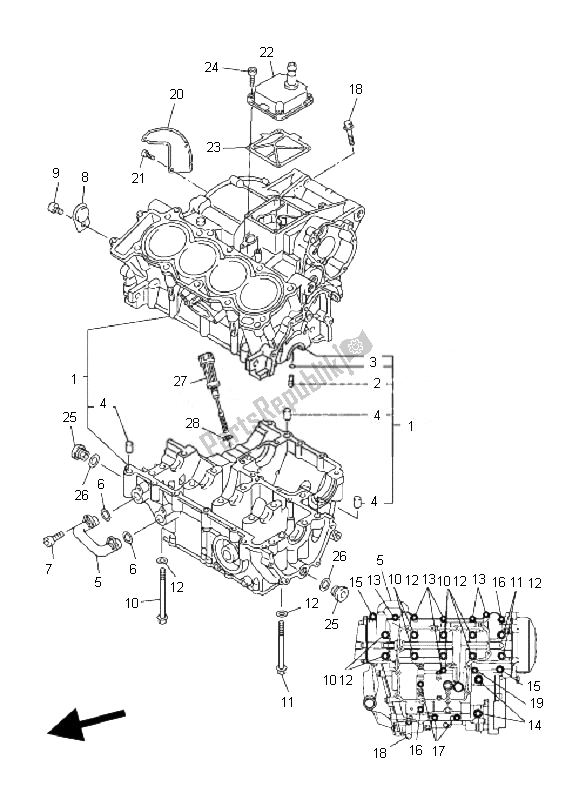 Todas as partes de Bloco Do Motor do Yamaha FZ6 Nahg 600 2007
