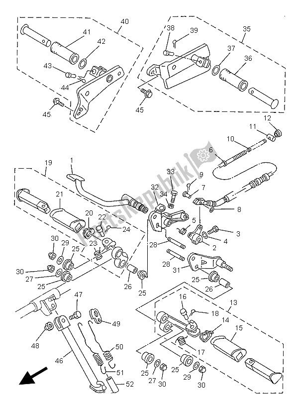 Alle onderdelen voor de Standaard & Voetensteun van de Yamaha XV 125 S 1999