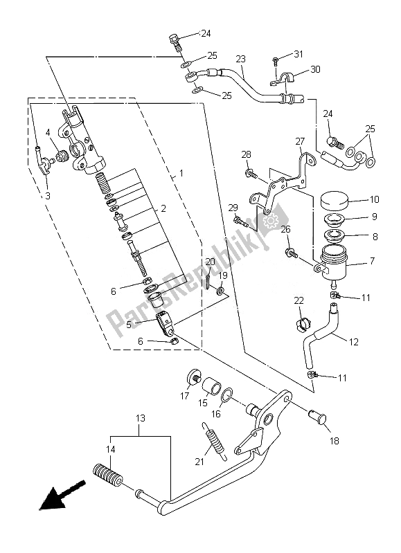 All parts for the Rear Master Cylinder of the Yamaha XJ 6F 600 2014